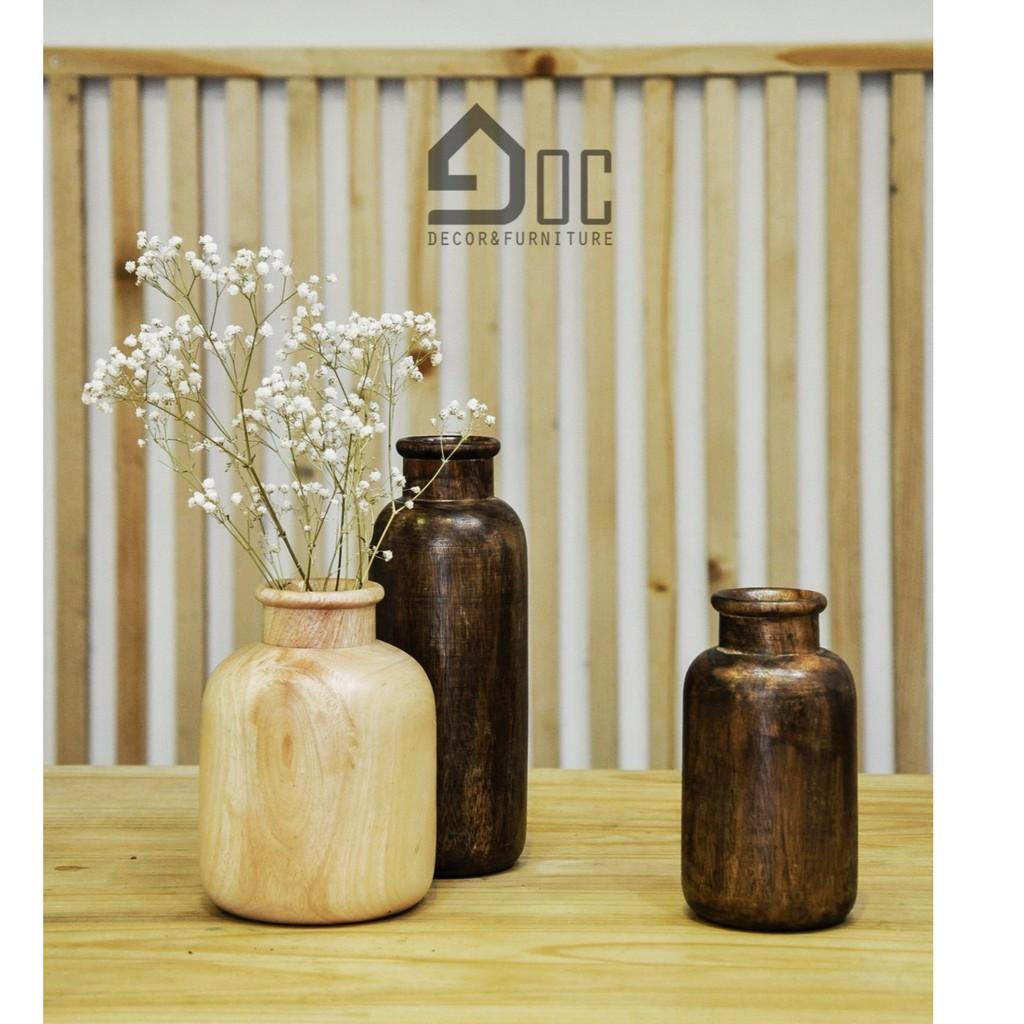 Lọ hoa gỗ đẹp, bình hoa bằng gỗ cắm hoa giả, hoa khô, hoa lụa Góc decor