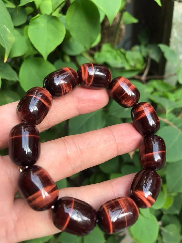 Vòng tay Nam Đá Thạch Anh Mắt Hổ Đỏ Nâu Lu Bóng Đẹp Size hạt 13mmx Dài 18mm Nam mệnh Hoả Thổ 100% đá thiên nhiên tốt sức khỏe hợp mệnh tốt cho công việc