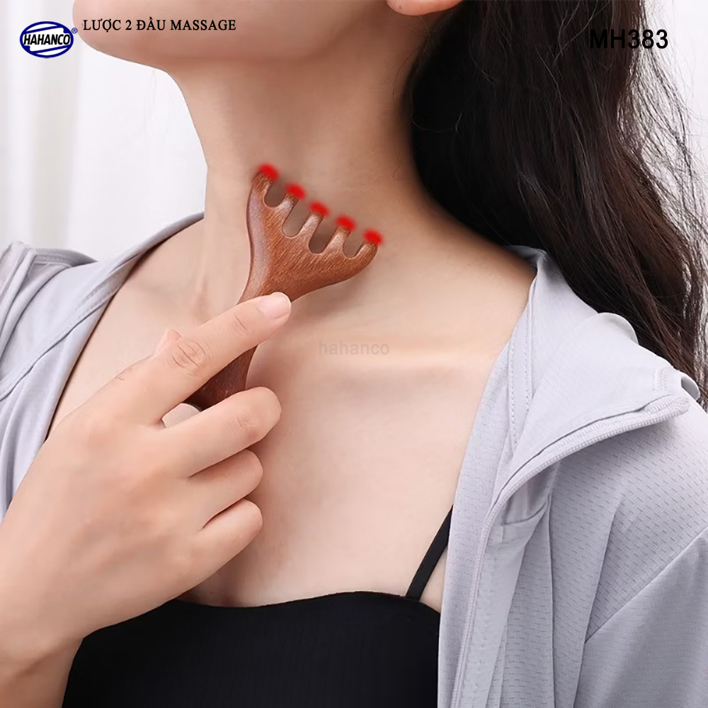 Lược Châm Cứu Hươu Bằng Gỗ Gõ Đỏ HAHANCO Giúp Lưu Thông Máu Mát Xa Toàn Thân - MH383