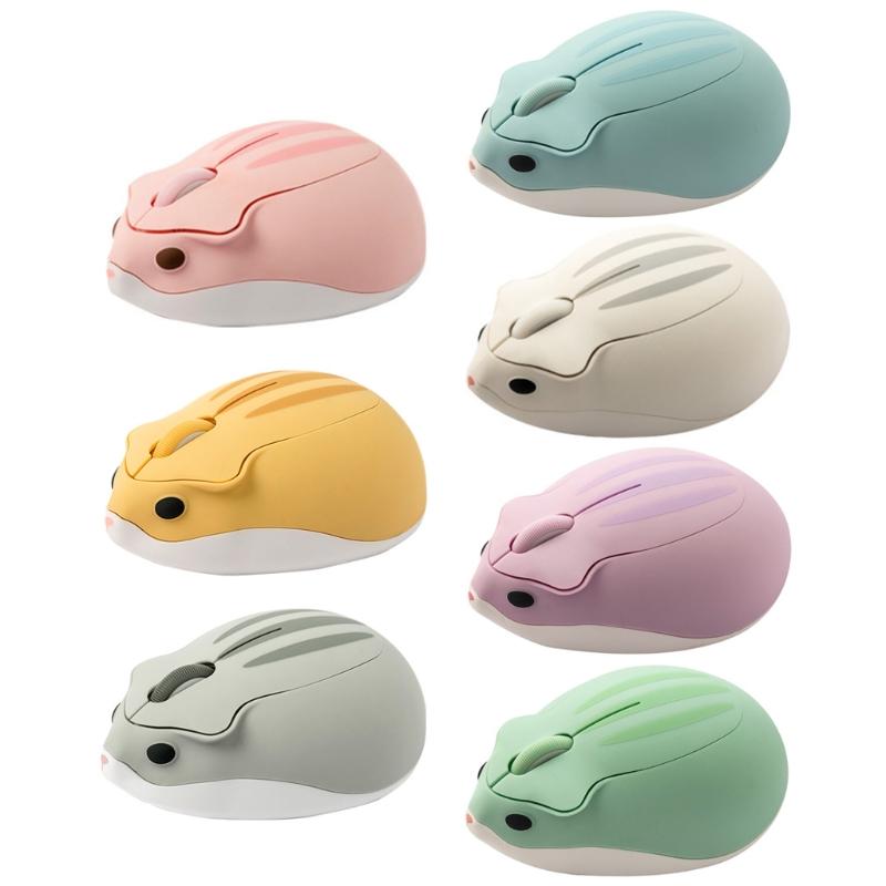 57EC Chuột Quang Không Dây 2.4G Wireless Dễ Thương Hamster Hoạt Hình Chuột Máy Tính Công Thái Mini 3D