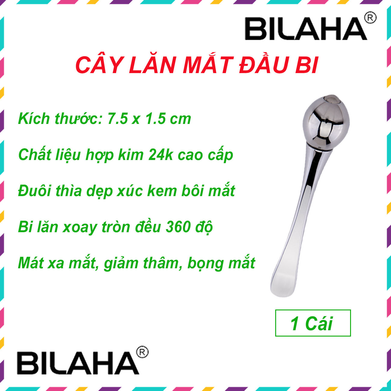 Cây Massage Mắt Hợp Kim Tiện Dụng Giảm Thâm Quầng, Cây Lăn Bôi Thoa Kem