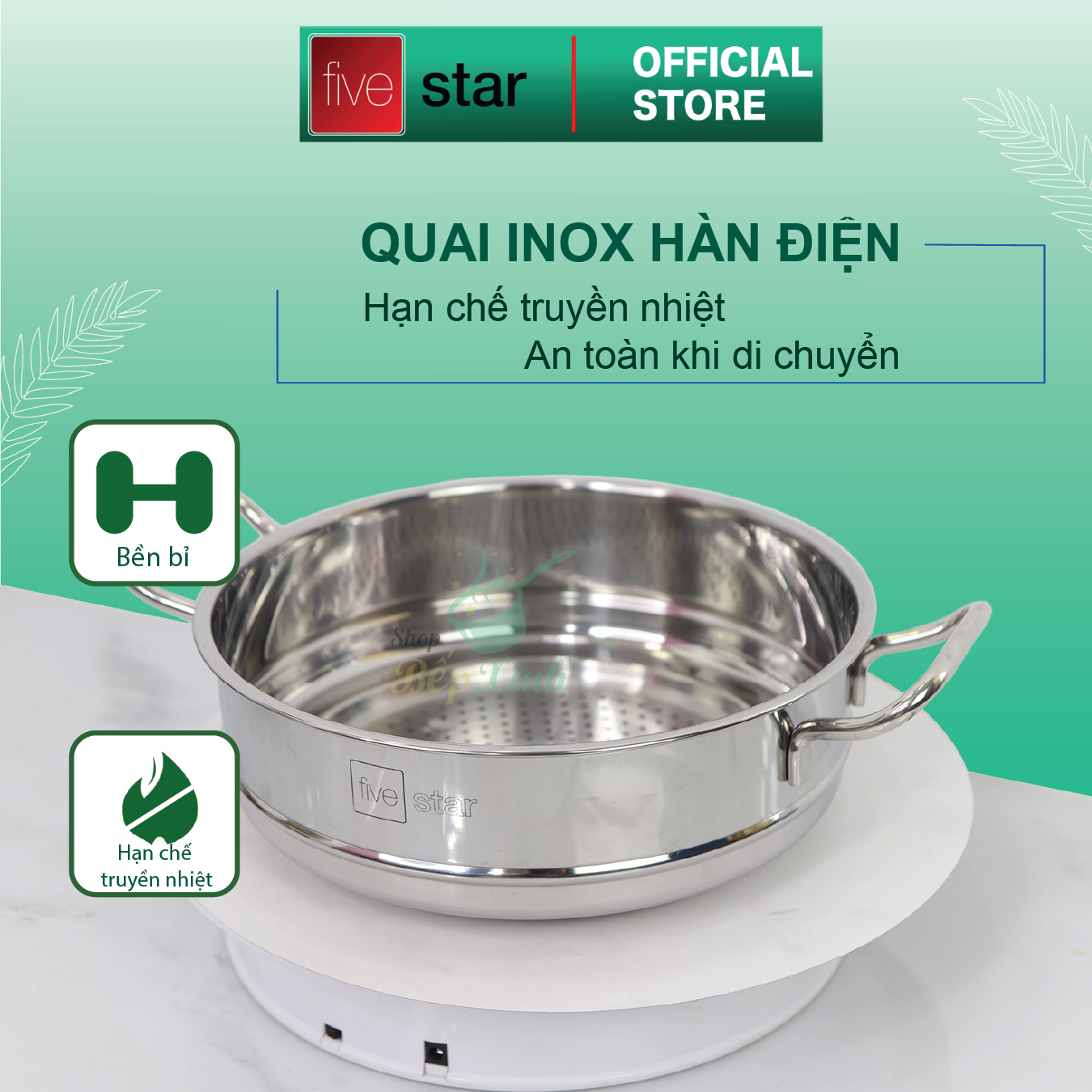 Xửng Hấp Fivestar - Bạc (Tặng 10 Muỗng Ăn Inox)