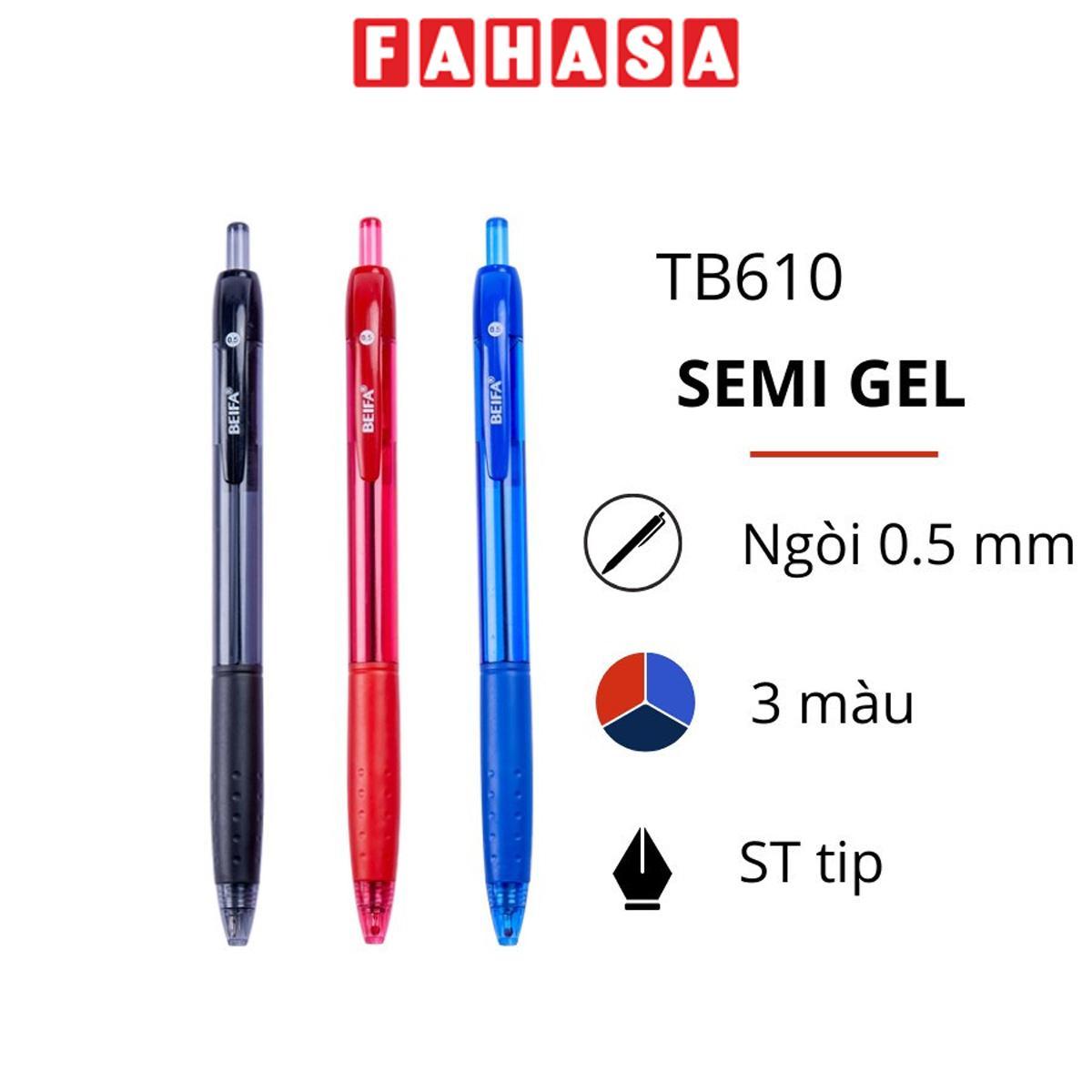 Bút Semi Gel Pen 0.5 mm - Beifa TB610 - Mực Đỏ