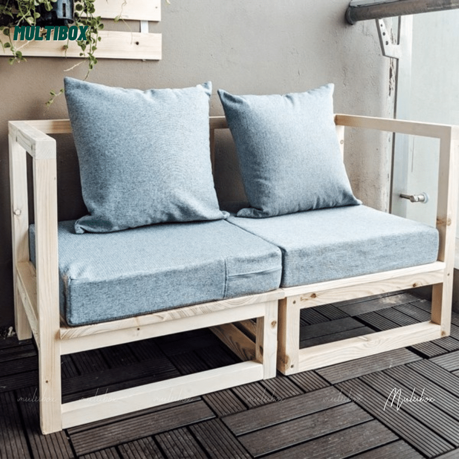 Bộ Ghế Sofa Kèm Đệm Gối Ngồi Phòng Khách MultiBox, Ghế Sô Pha Gỗ Đa Năng Trang Trí Ngồi Chill Ban Công