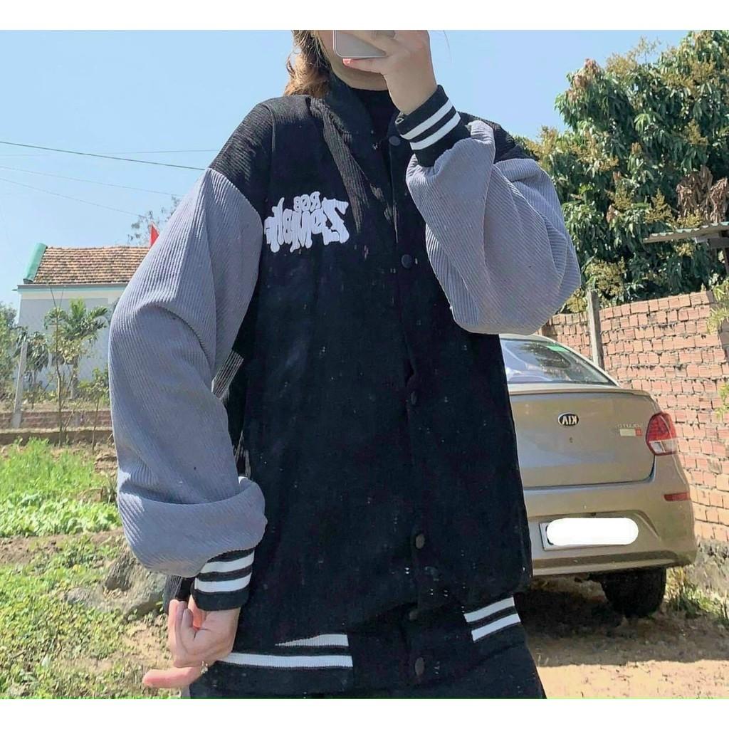 ÁO KHOÁC NHUNG NAM NỮ KIỂU BOMBER LOGO THÊU NỔI HOT TP