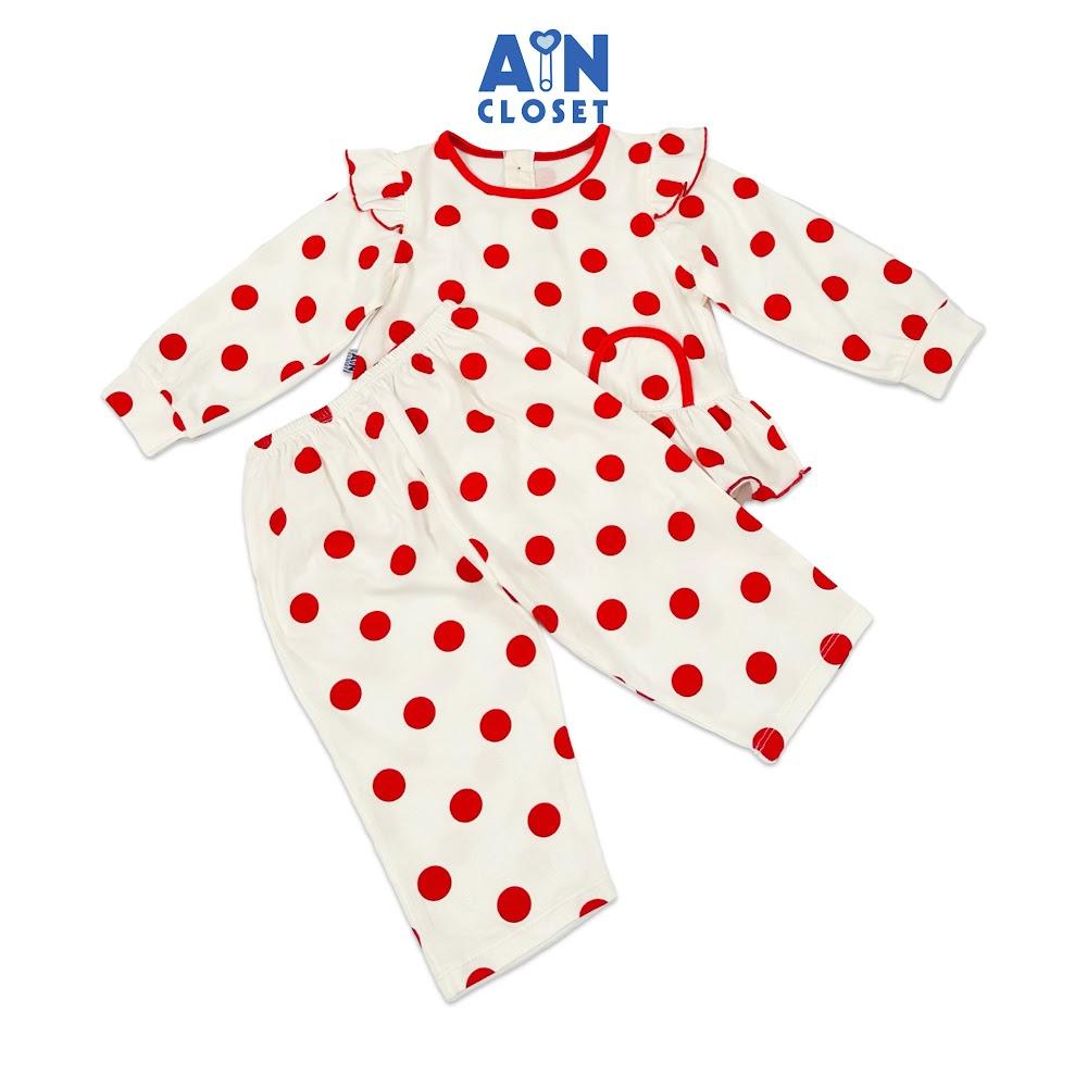 Bộ quần áo Dài bé gái họa tiết Bi Đỏ thun cotton - AICDBGYEBEYM - AIN Closet