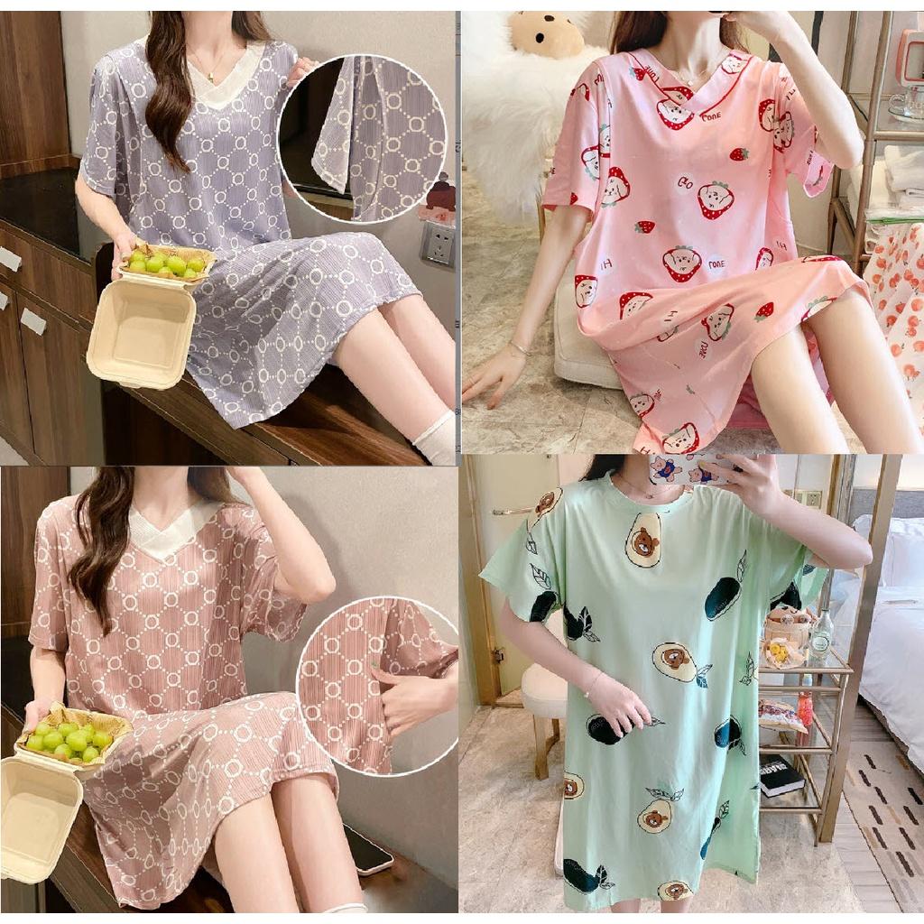 Váy ngủ bầu và sau sinh cho con bú ti - Đầm mặc nhà cho mẹ - Đồ ngủ Cotton thời trang mùa hè Đẹp Giá Rẻ Bigsize