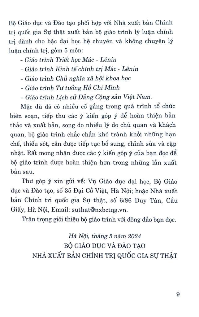 Giáo Trình Tư Tưởng Hồ Chí Minh - Dành Cho Bậc Đại Học Không Chuyên Lý Luận Chính Trị