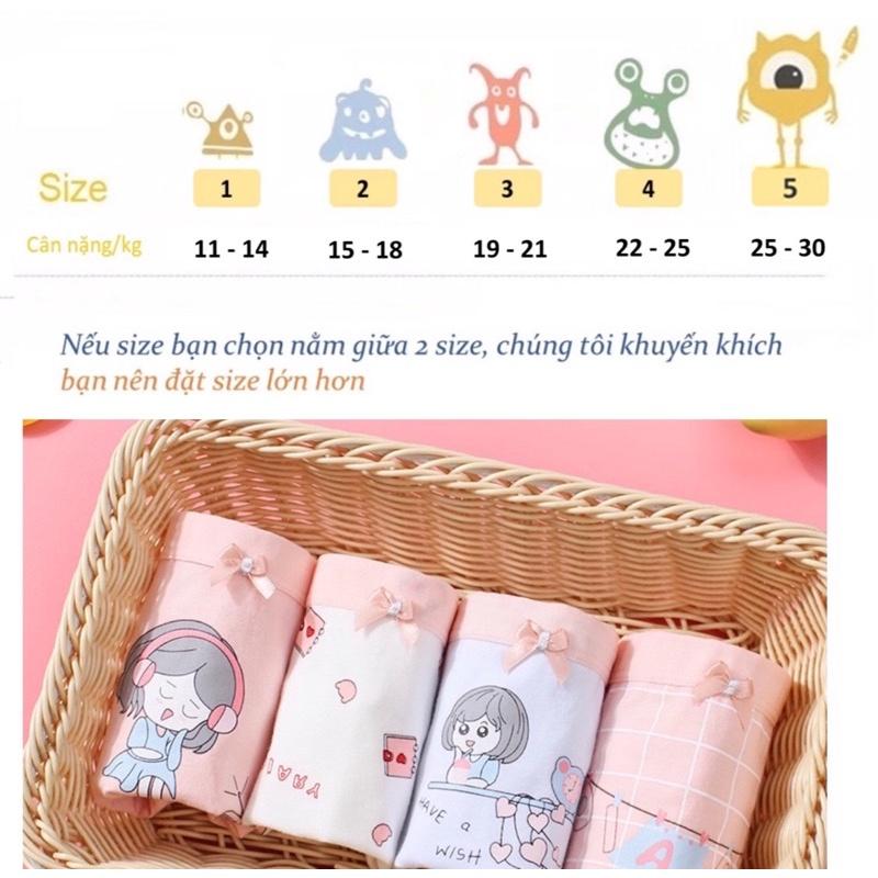 Quần chip bé gái, quần lót cho bé gái cotton cao cấp họa tiết Quyển sách dễ thương hãng LASAMO mã QLB016