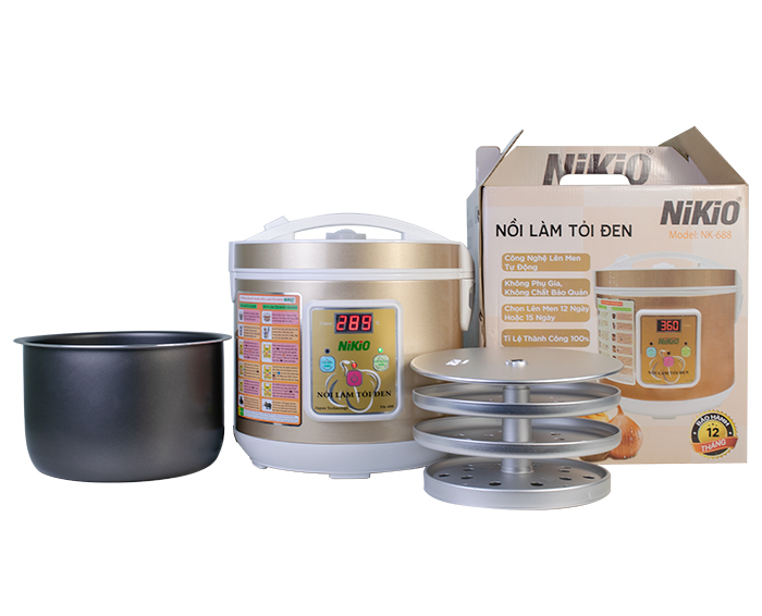 Nồi Làm Tỏi Đen Nikio NK-688 - Máy Ủ Tỏi Gia Đình, Dung Tích 5L, Khay Chứa 3 Tầng, Công Nghệ Lên Men Nhật Bản, Tỉ Lệ Thành Công 99% - Máu Gold