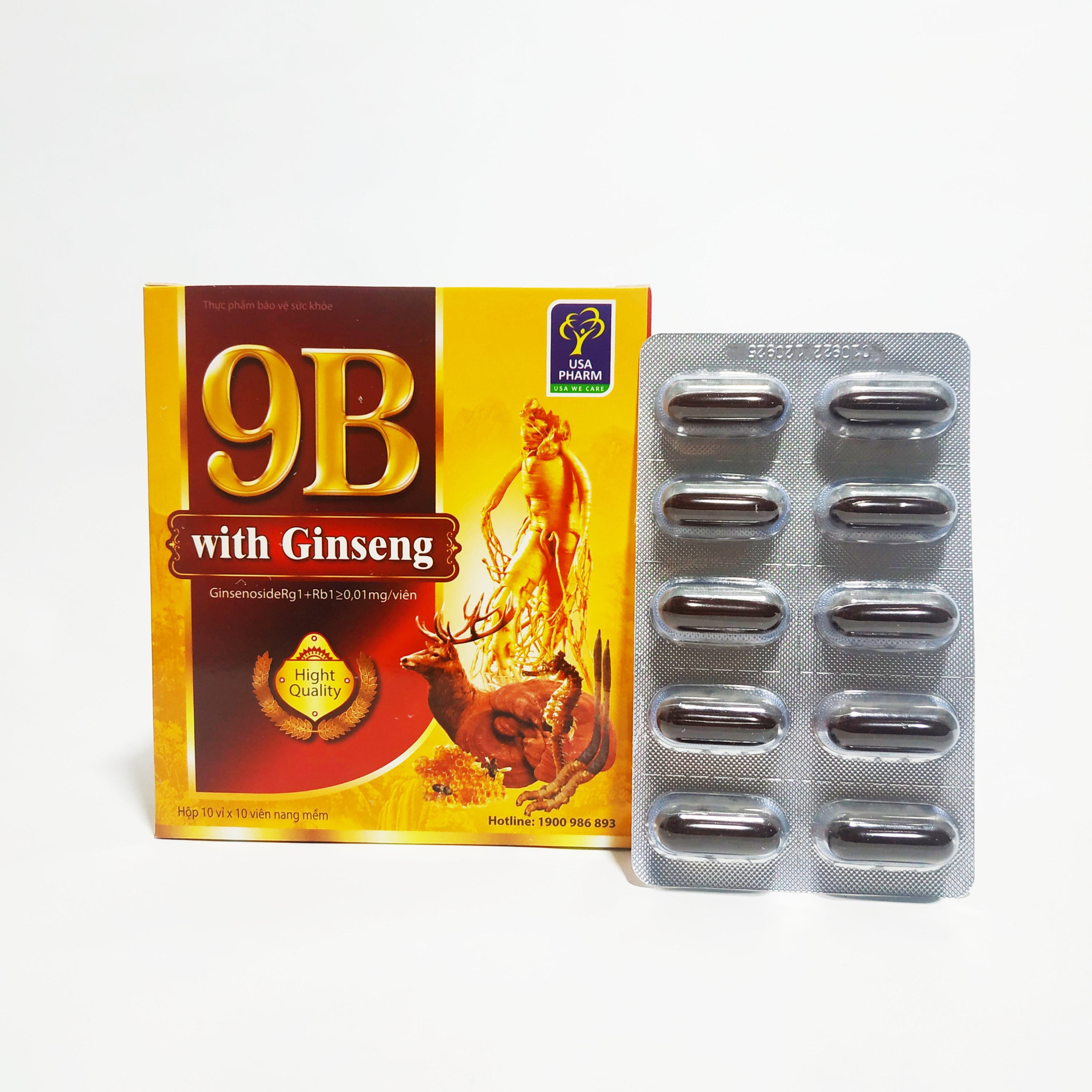 Viên Bổ Nhân Sâm 9B With Ginseng – Bổ Sung Các Vitamin Nhóm B, Bồi Bổ Cơ Thể, Nâng Cao Thể Lực Và Trí Lực - Hộp 100 Viên