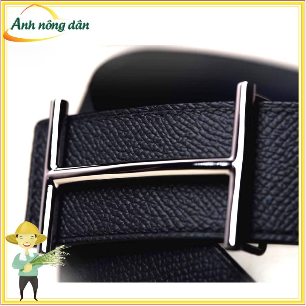 Thắt lưng nam da bê khâu tay thủ công cao cấp mặt khóa H size 32, dài 116cm - Đồ da handmade - Anh nông dân chính hiệu