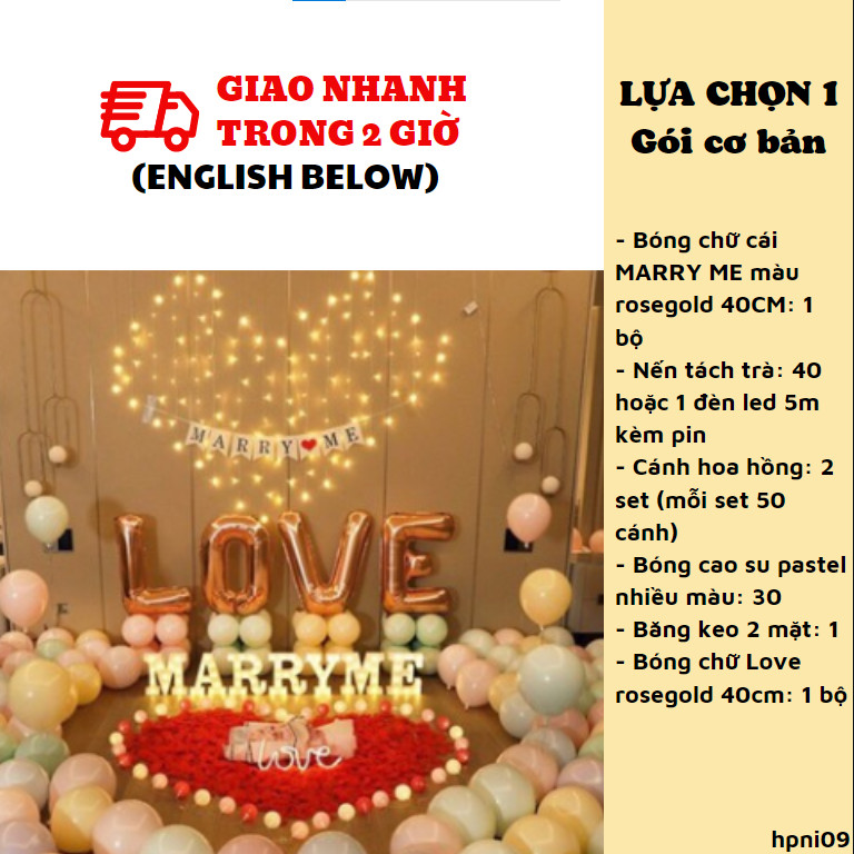 Bộ Bóng Trang Trí Tiệc Cầu Hôn Màu Pastel Marry Me - Decorative Proposal Balloon Combo, Pastel Color HPNI09