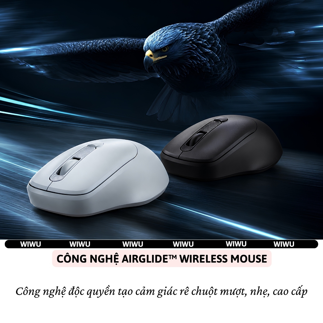 Chuột Không Dây WiWU WIMICE WM113 2.4G Wireless –Silent Click Êm Ái, 1600 DPI, Siêu Nhẹ 58g, 4 Phím Thông Minh, Dùng Pin AA, Thiết kế công thái học ôm tay - Hàng nhập khẩu