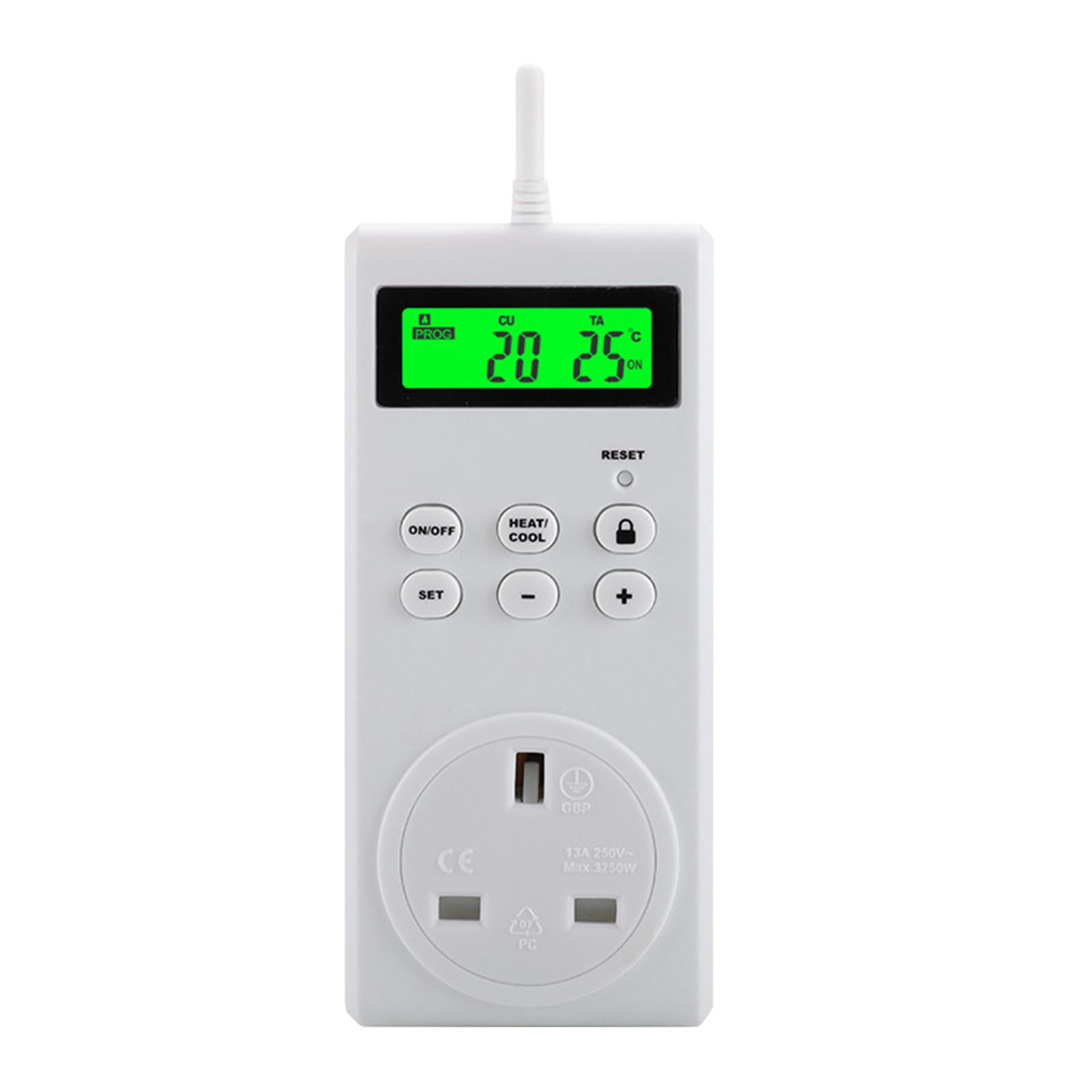 Wireless Temperature Controlled Outlet, Digital Plug in Thermostat Outlet Remote Control Temp Sensor Heating & Cooling Mode, Work with Heaters