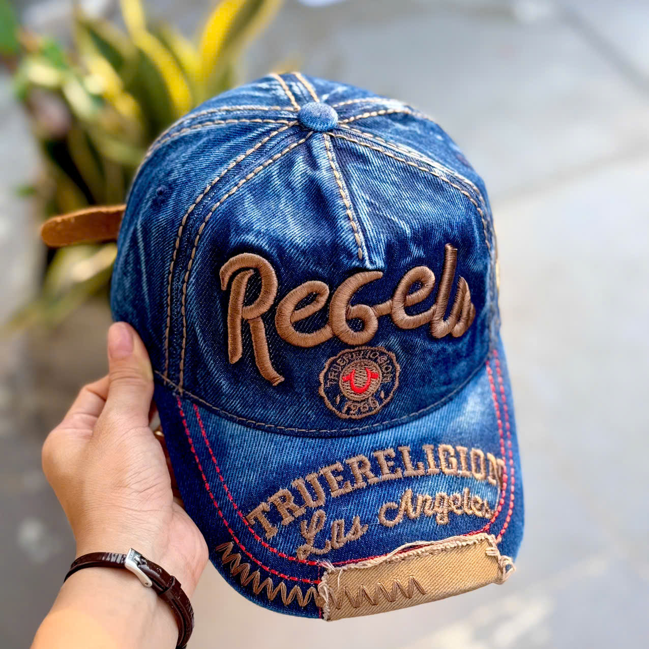 Nón kết, mũ lưỡi trai Ông địa Rebels vải jeans form chuẩn siêu đẹp (Ảnh thật)
