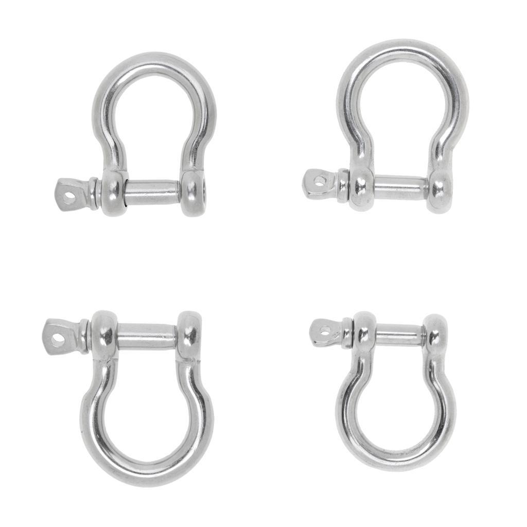 4Pcs 6mm 8mm Boat Marine D Ring Anchor Bow Shackles - 304 Stainless Steel