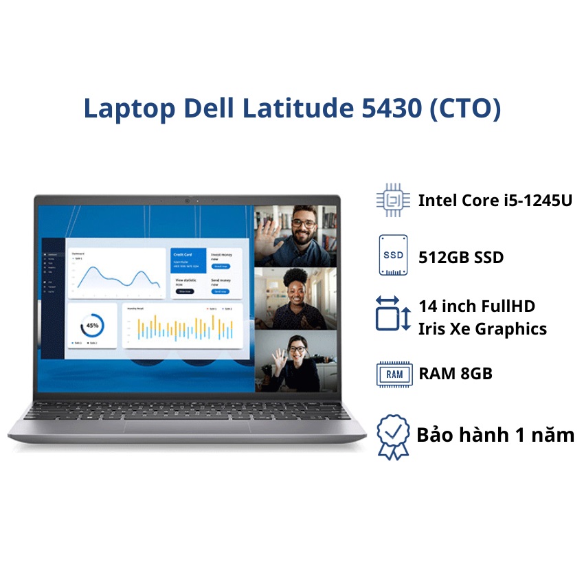 Laptop Dell Latitude 5430 (CTO)/ Core i5-1245U/ 8GB/ 512GB SSD/ Iris Xe Graphics/ 14"FHD/Win 11H - Hàng chính hãng