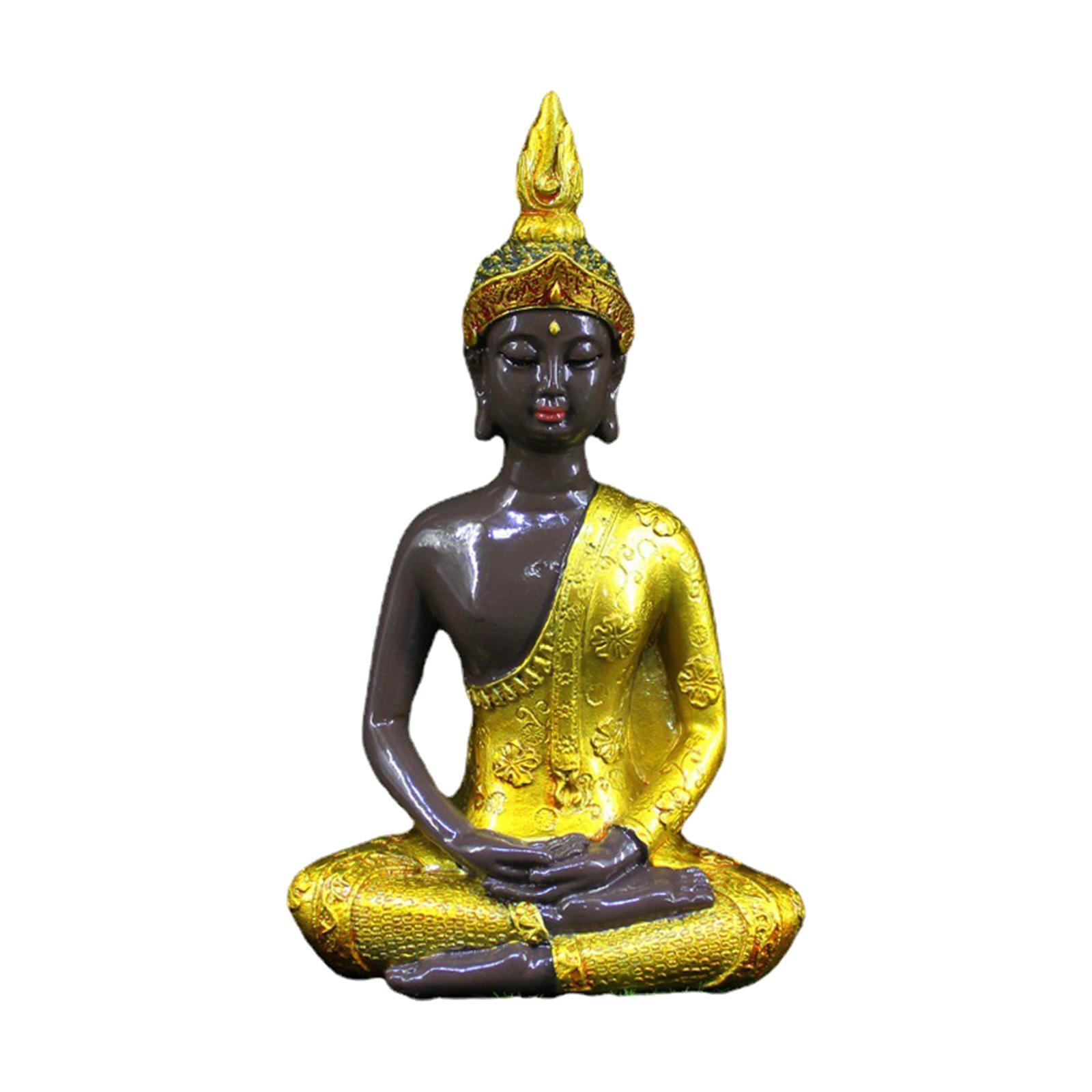Thai Seated Buddha Statue Serene Meditating Feng Shui for Office Tabletop