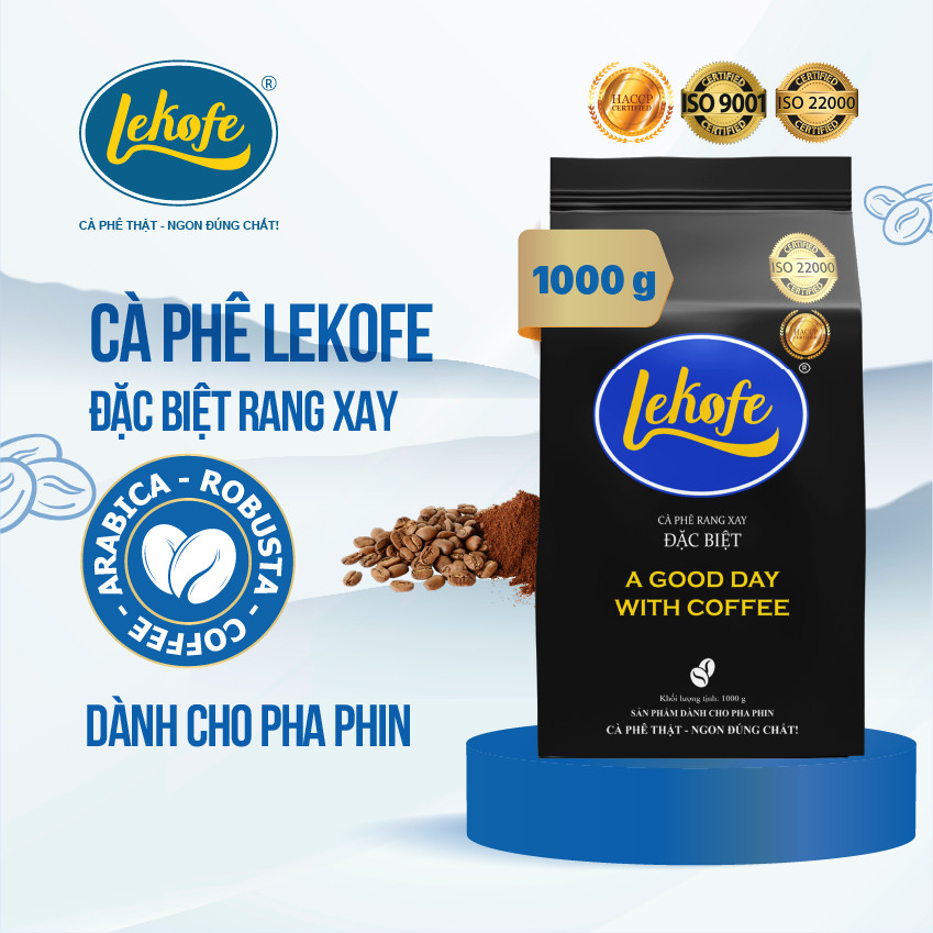 Hình ảnh [MUA 1 TẶNG 1] Cà phê rang xay Đặc Biệt Lekofe 80% Robusta 20% Arabica Đắng đậm chua nhẹ Túi 1000g