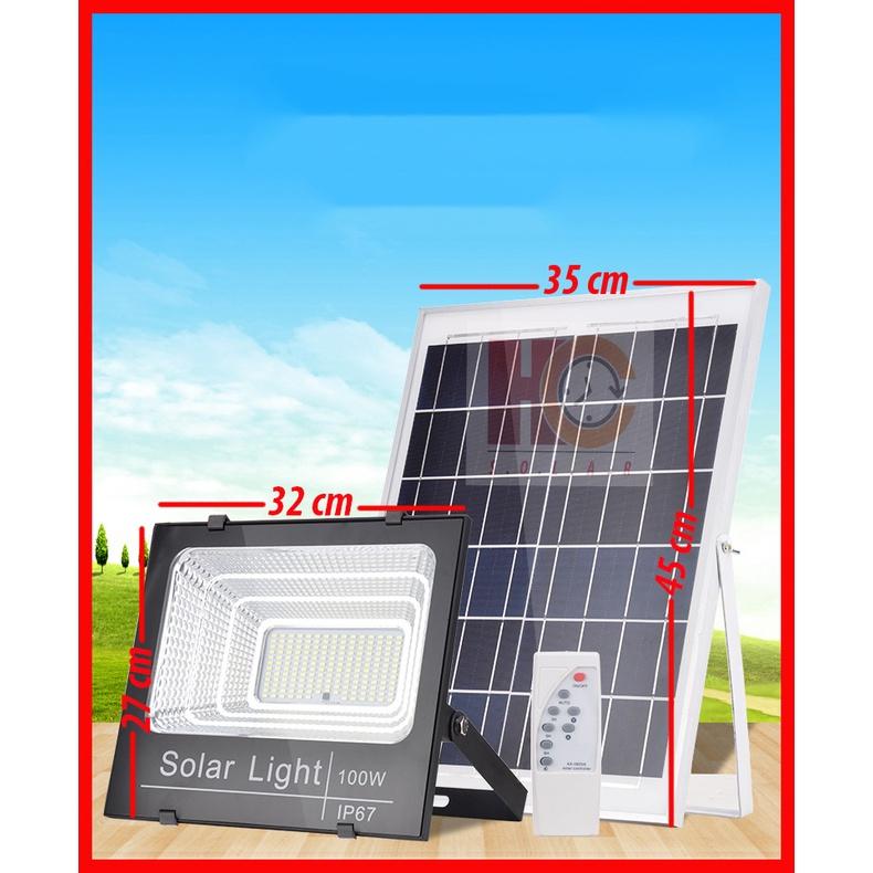Đèn pha năng lượng mặt trời 100W – Vỏ nhôm, Đèn Led NLMT, Tấm pin NLMT rời, Ánh sáng trắng