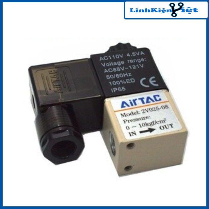 Van điện từ khí nén AIRTAC mã 2V025-08 loại 2 cửa 2 vị trí cuộn coil 24V/220V