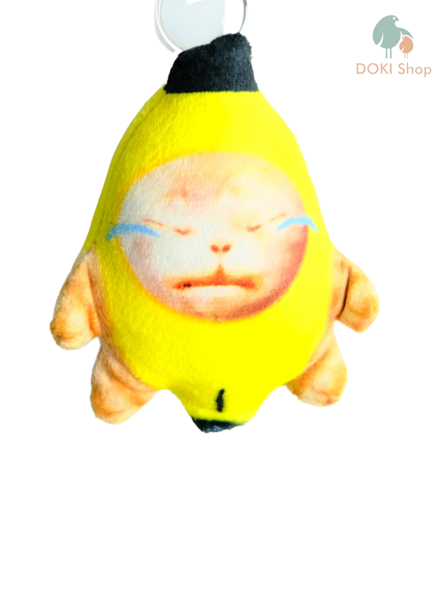 Móc khóa Banana cat, Happy cat nhồi bông có 4 âm thanh