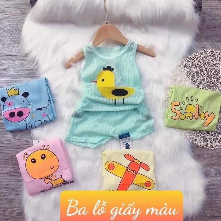 Bộ cotton giấy ba lỗ cho bé 3-15kg, hàng loại 1