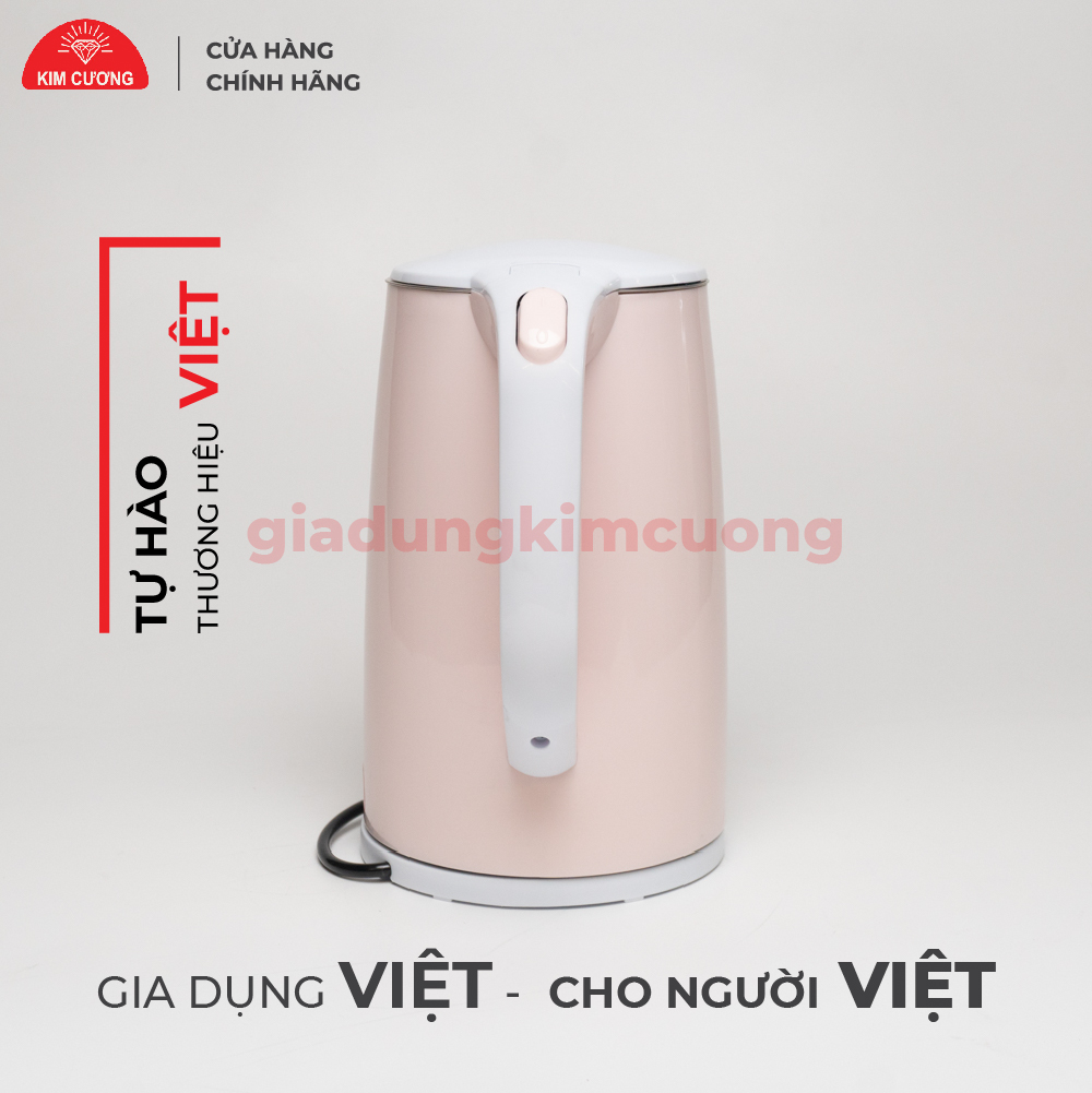 Ấm Đun Siêu Tốc 2.2 Lít Kim Cương - Nhựa Inox 2 Lớp - Hàng Chính Hãng