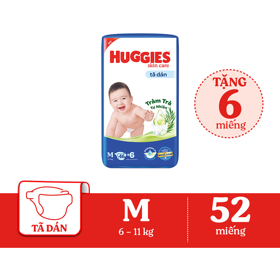 Tã dán Huggies Skincare Jumbo M46+3