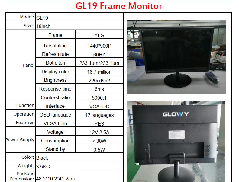 Màn hình LCD Gloway 19 inh Full HD Nhập khẩu   - Bảo hành 12 tháng