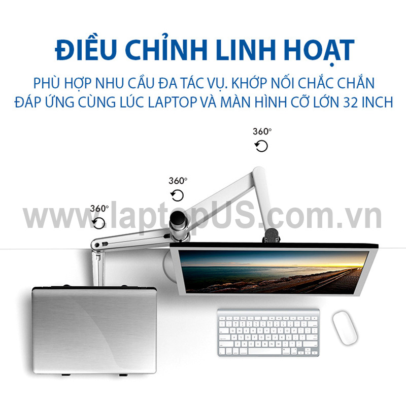 OA-7X Giá Treo Đôi Màn Hình Và Laptop Hợp Kim Nhôm Phân Khúc Cao Cấp