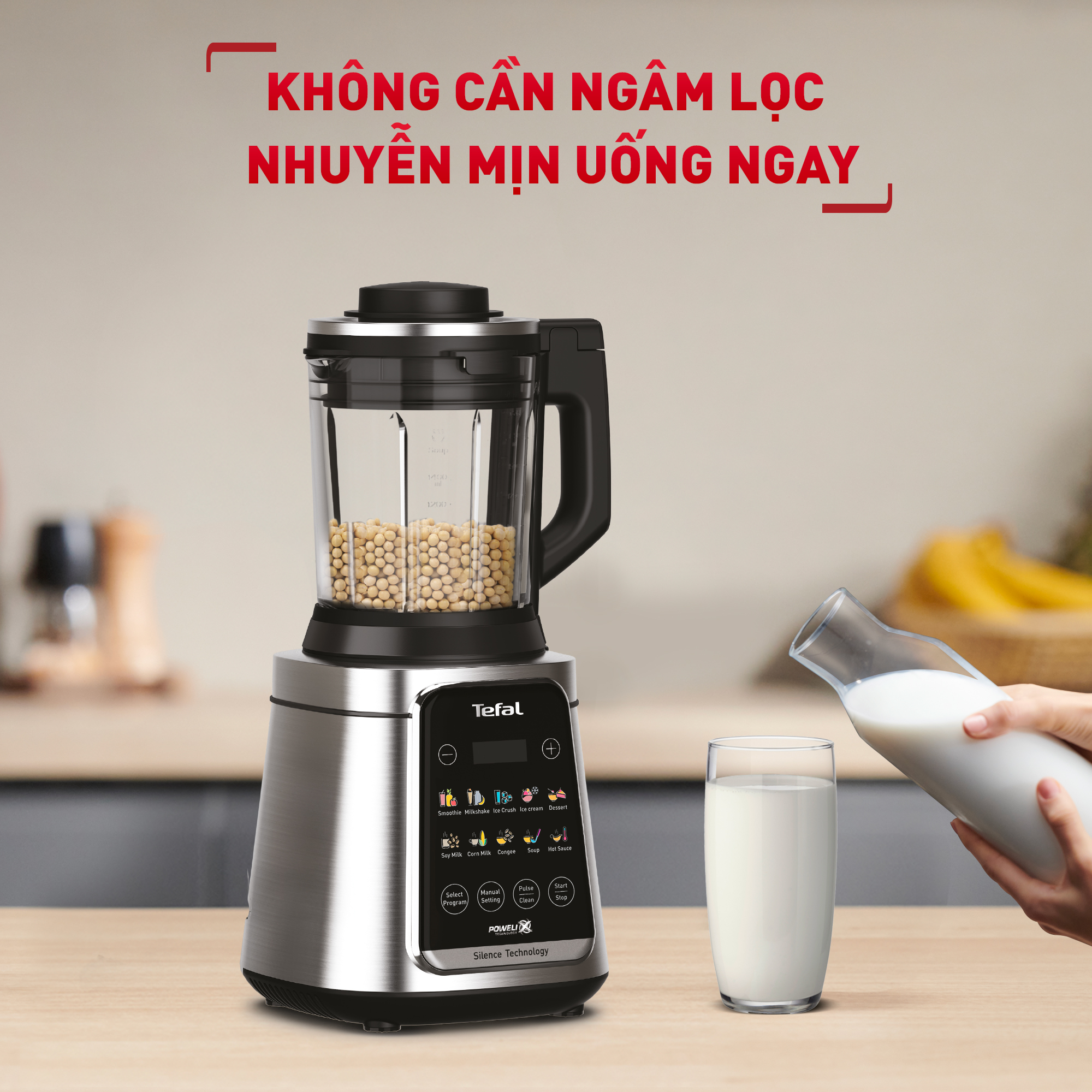 Máy làm sữa hạt, xay nấu đa năng chống ồn Tefal -  BL98SC66 2000W - Hàng chính hãng