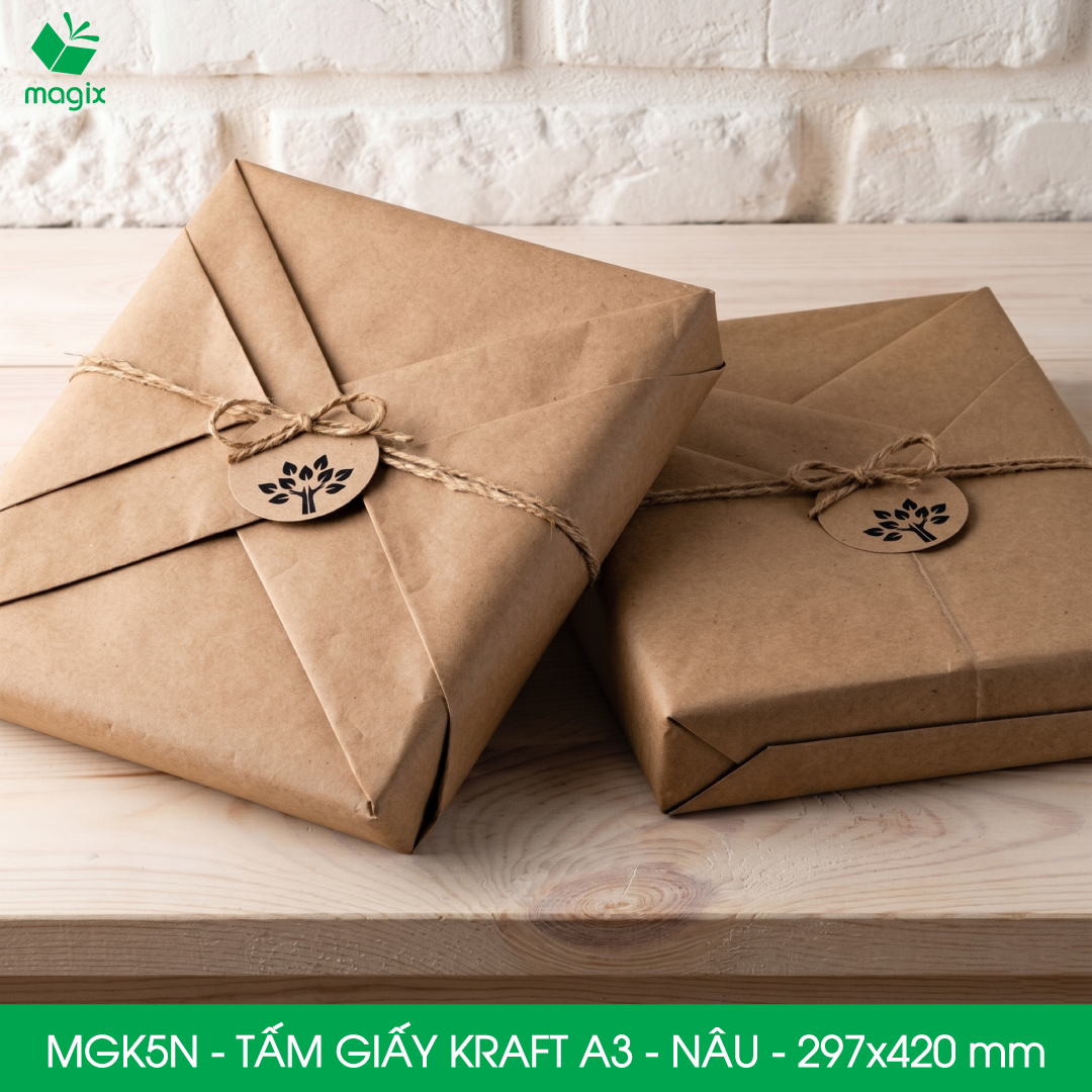 MGK5N - A3 - 70 gsm - 500 tờ giấy kraft nâu - Dùng gói hàng, bọc quà, làm nháp, chèn lót chống sốc