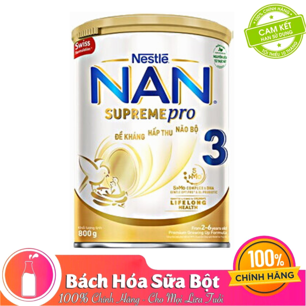 Sản phẩm dinh dưỡng công thức Nestlé NAN SUPREME 3 lon 800g (CÔNG THỨC BỔ SUNG 2HM-O)