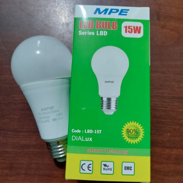 Bóng đèn led bulb MPE LBD-15 công suất 15W, ánh sáng trắng &amp; vàng - Hàng chính hãng