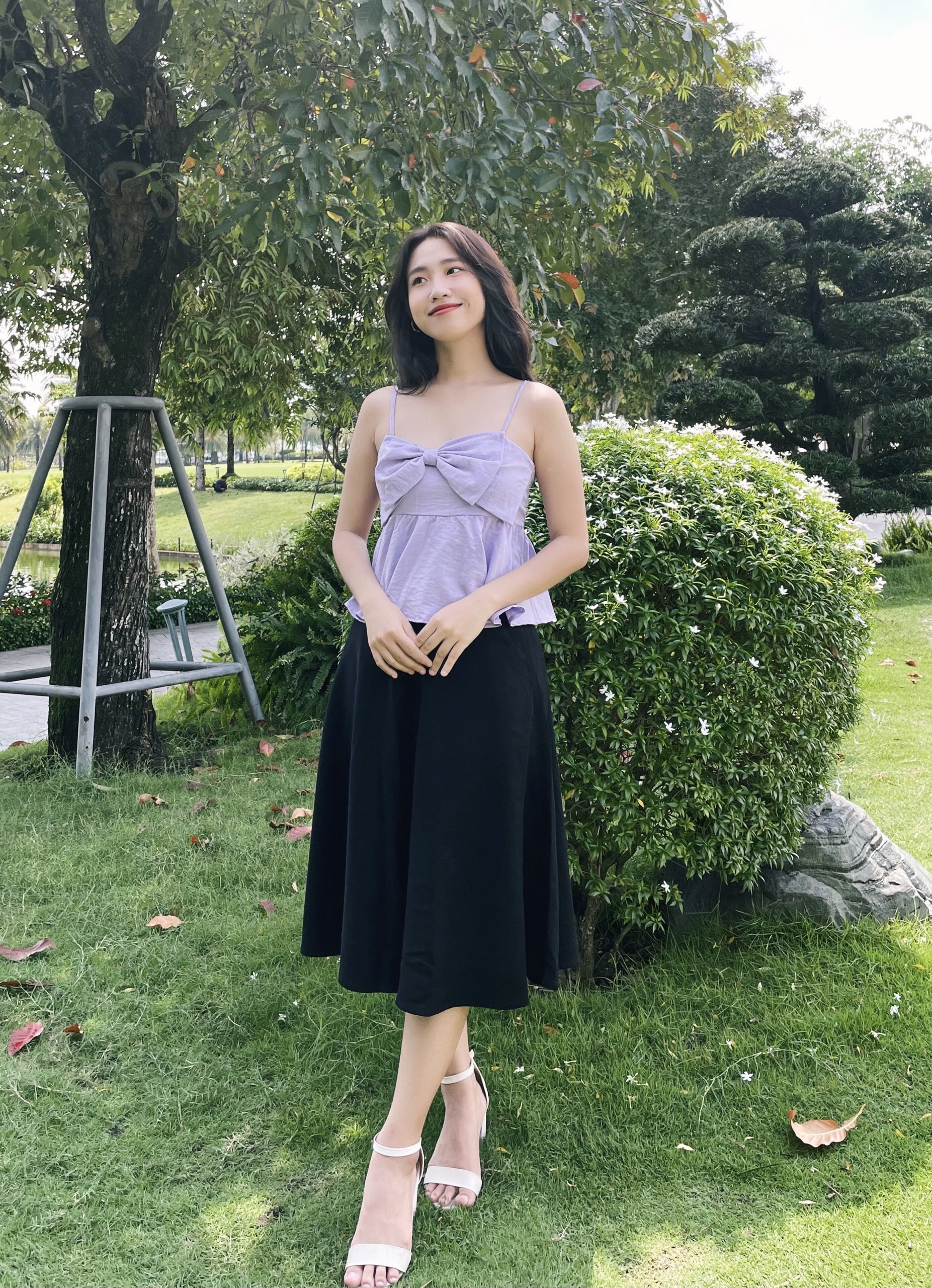 YU CHERRY | Áo nữ Linen Cami Bow Top YA382