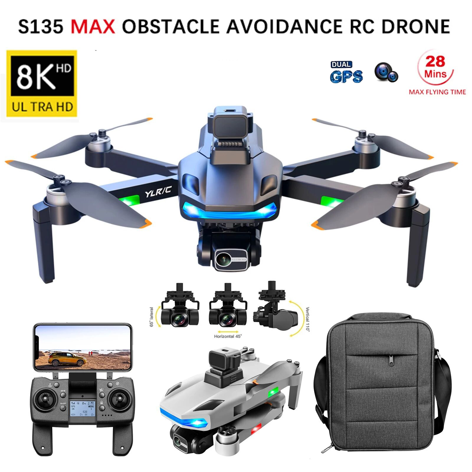S135 Pro GPS DRONE 8K HD Camera kép WiFi Chụp ảnh trên không chuyên nghiệp