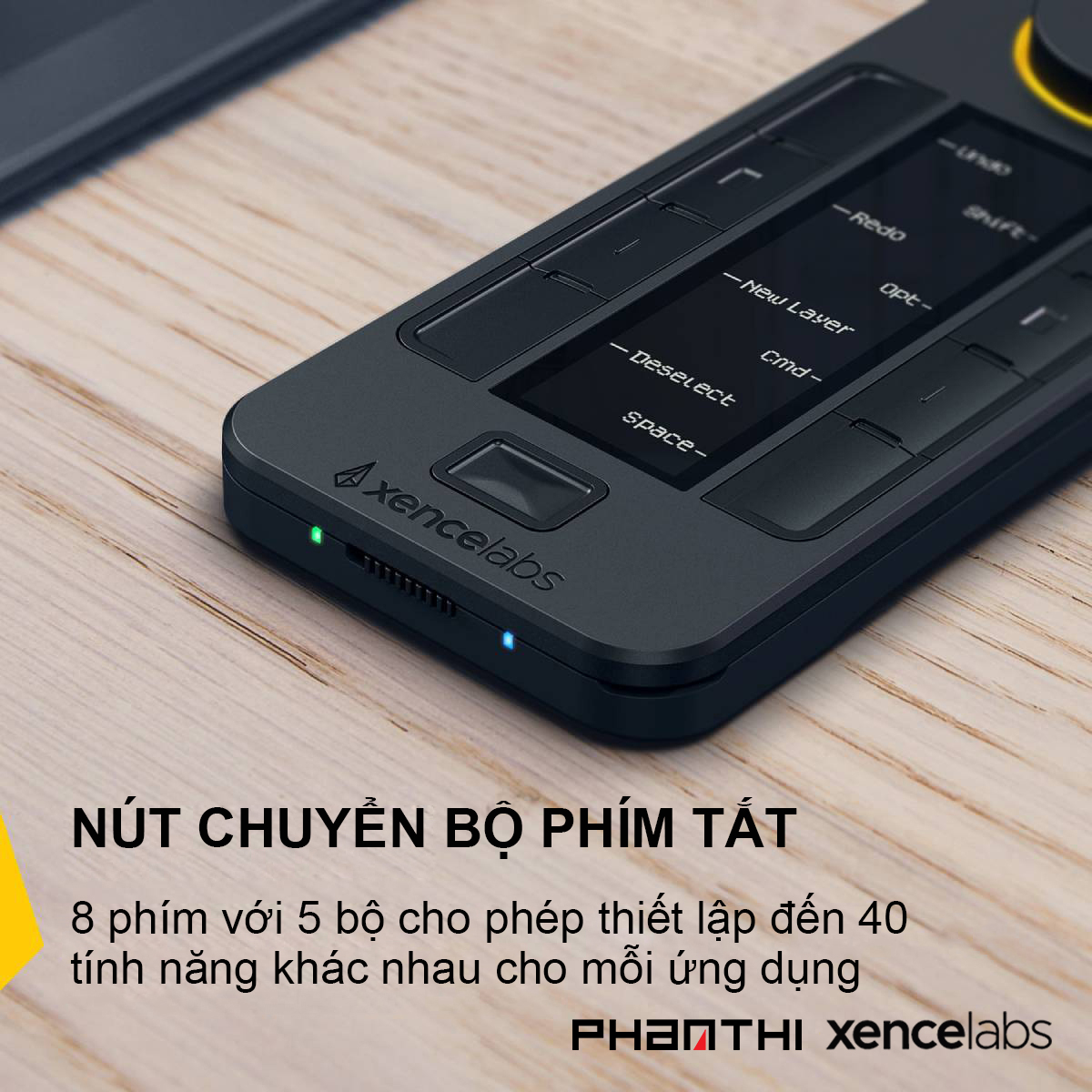 Điều Khiển Remote Xencelabs Quick Keys Không Dây Màn Hình OLED 40 Phím Tắt Và Vòng Dial - Hàng Chính Hãng