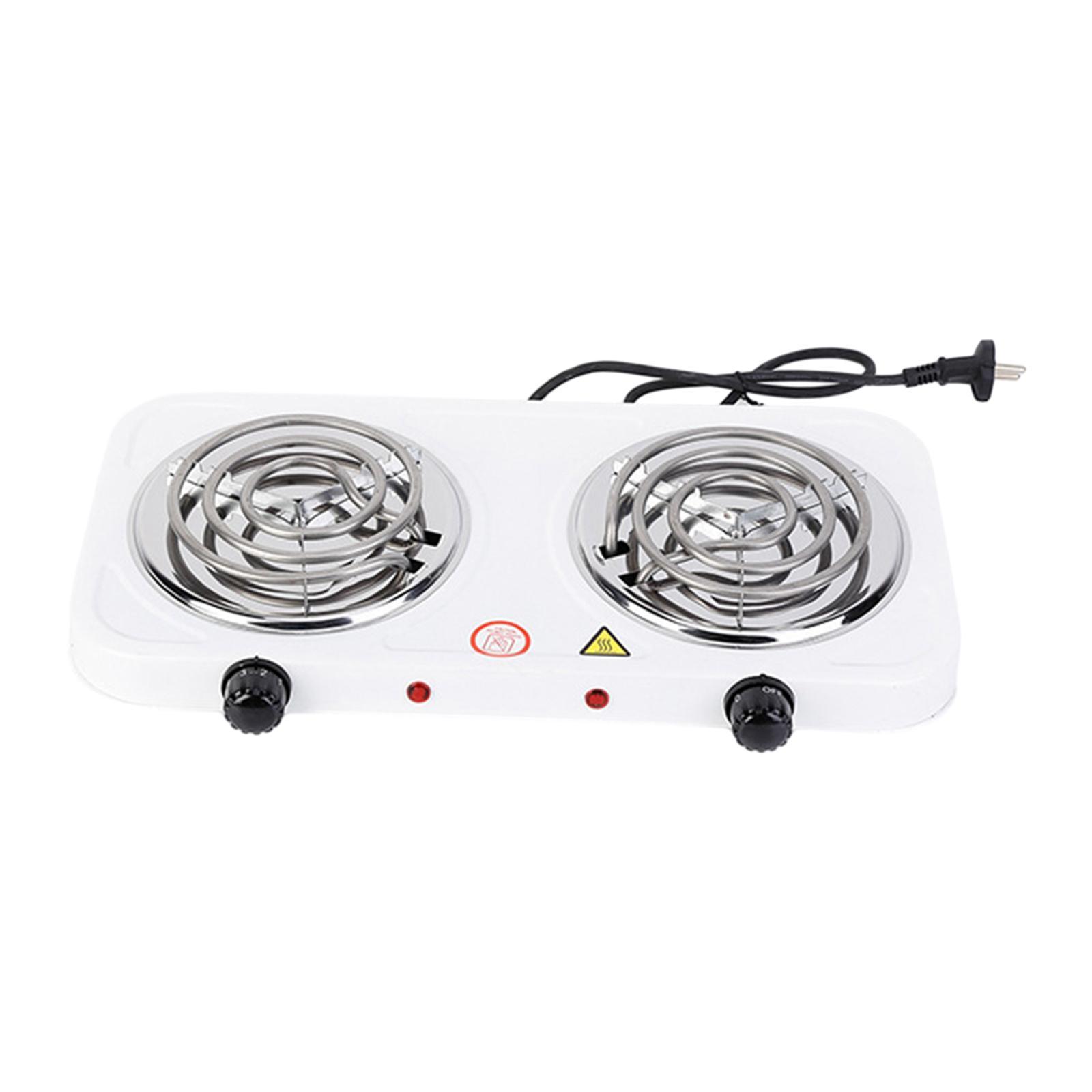 Electric Double Coil Burner Home Outdoor with Power Indicator Lights Compact