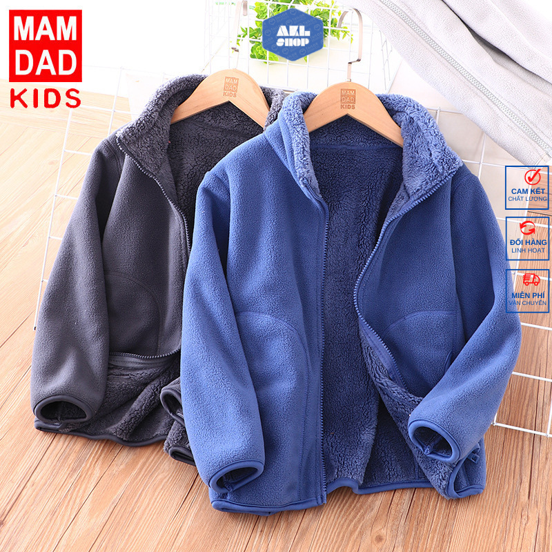 Áo khoác lông cừu bé trai size đại 30-60kg MAMDADKIDS , áo khoác mùa đông dày ấm cho bé 5 đến 15 tuổi hàng Quảng Châu