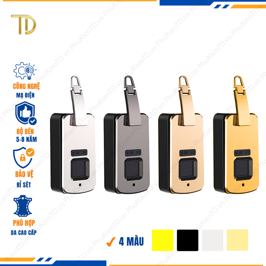 Khóa vân tay túi xách cao cấp công nghệ mạ điện Electroplating độ bền 5-8 năm