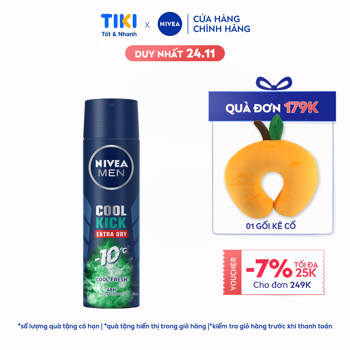 Xịt ngăn mùi NIVEA MEN Cool Kick Extra Dry Mát Lạnh - Siêu Khô Thoáng (150ml) - 83165