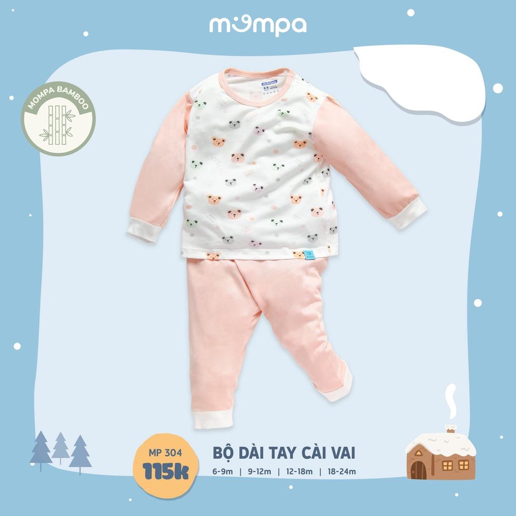 Bộ QA dài tay mompa cho bé cài vai tiện lợi từ 6-24m