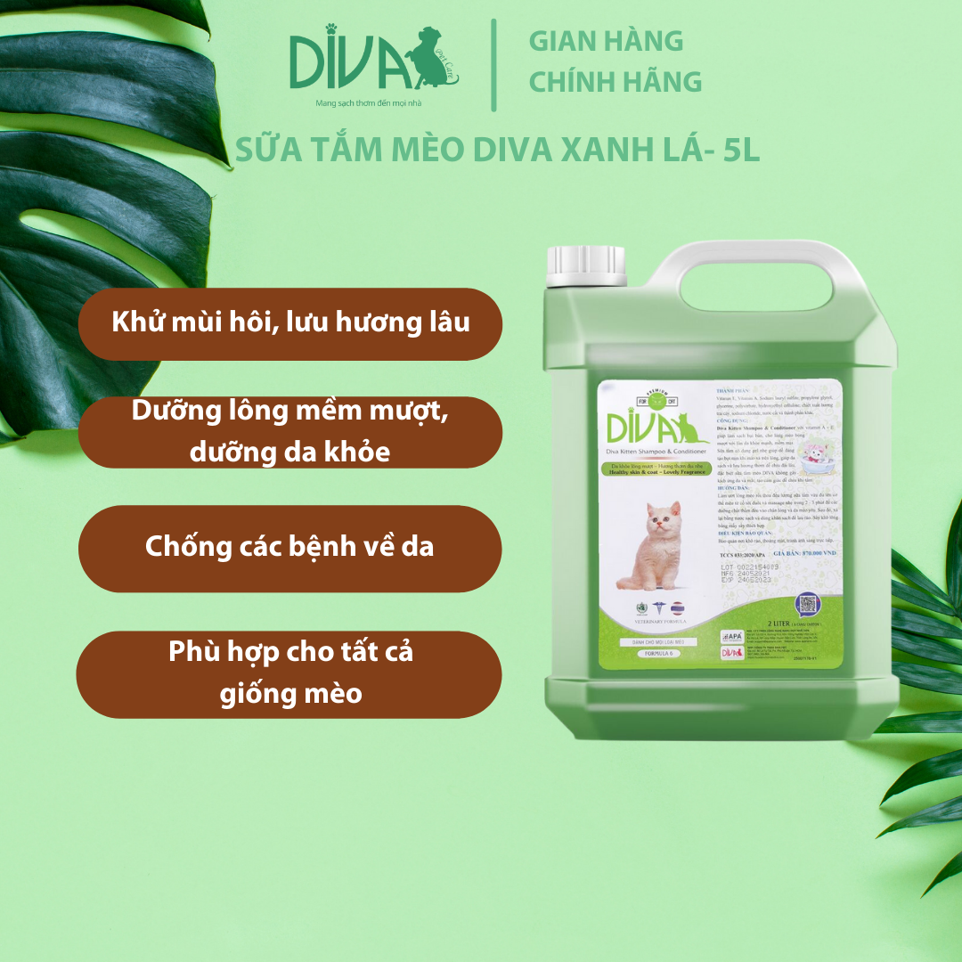 SỮA TẮM CHÓ DƯỠNG LÔNG GIẢM RỤNG DIVA VÀNG 5L (DIVA FORMULA 4)