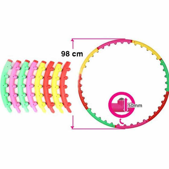 Vòng lắc eo hula hoop hoạt tính massage giảm mỡ bụng có các hạt massage giúp thư giãn luyện tập hiệu quả dễ dàng lắp ghép dụng cụ hỗ trợ tập Yoga