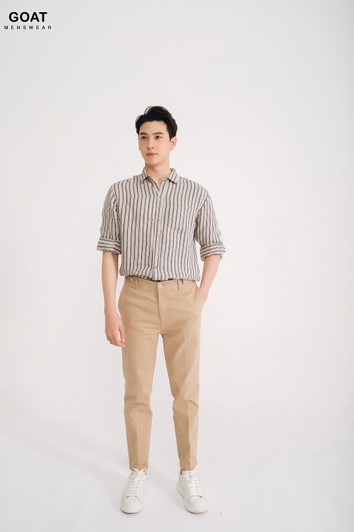 Áo Sơ Mi Sọc Linen Dài Tay Nam GOAT MENSWEAR