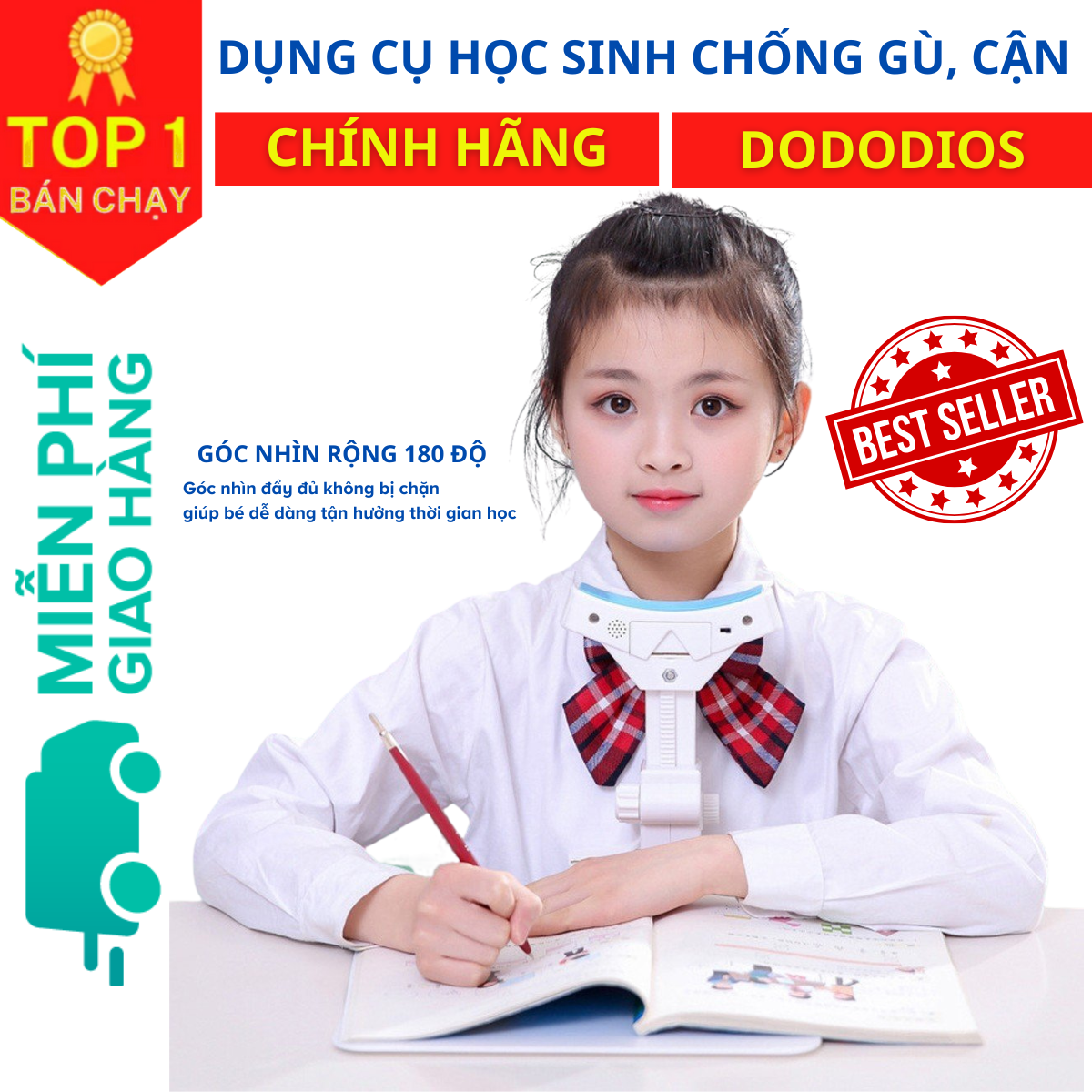 Dụng Cụ Giá Đỡ Cằm Chống Cận Thị, Chống Gù, Giá đỡ chống cận thị, dụng cụ ngăn ngừa gù lưng trẻ em chữ T thông minh cho học sinh - Hàng chính hãng dododios