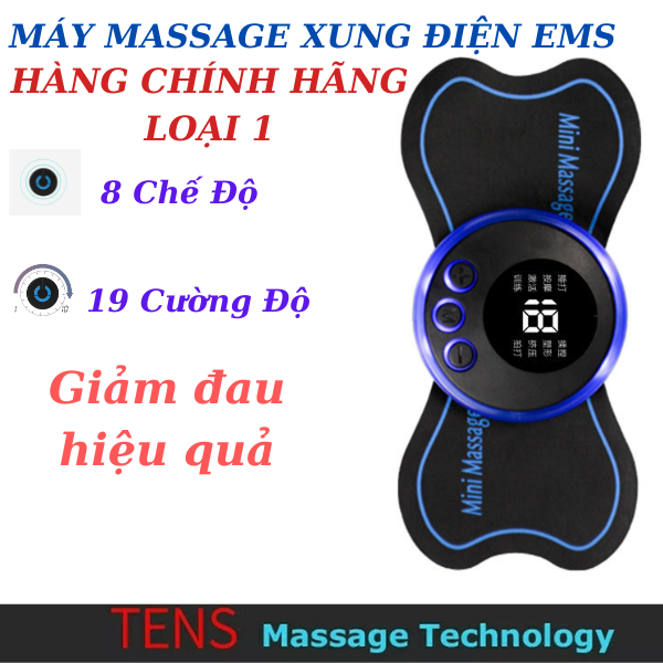 Máy Massage Xung Điện EMS,Miếng Dán Massage Xung Điện Cổ Vai Gáy,màn hình LED-8 Kĩ Thuật Massage chuyên nghiệp-19 mức cường độ,Giúp thư giãn các cơ,giảm đau mỏi vai gáy,giảm đau nhức cột sống lưng hiệu quả
