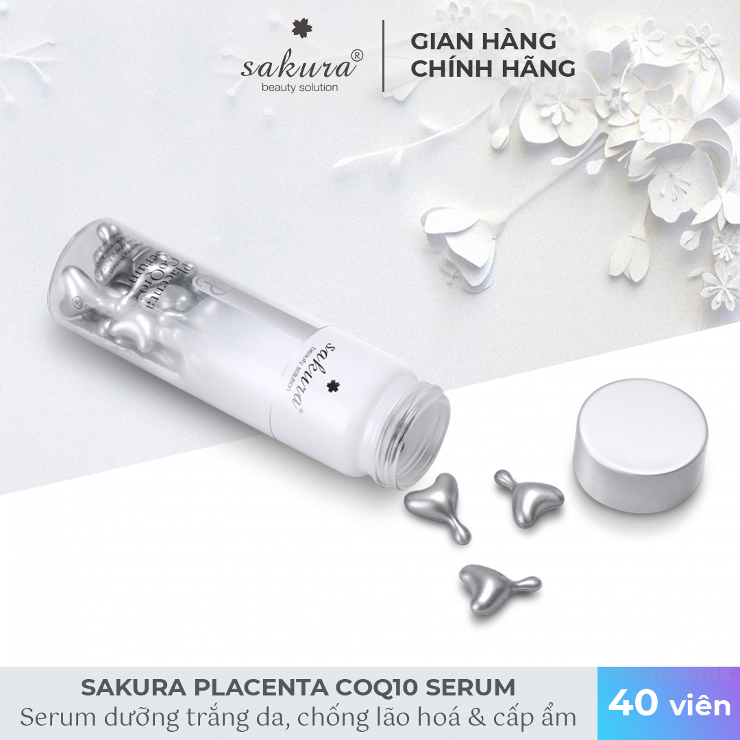 Serum dưỡng trắng da chống lão hóa tinh chất nhau thai cừu Sakura Placenta COQ10 serum xuất xứ Nhật Bản 40 viên